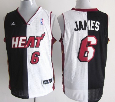 Miami Heat #6 LeBron James Revolution 30 Swingman Black/White Two Tone Jersey