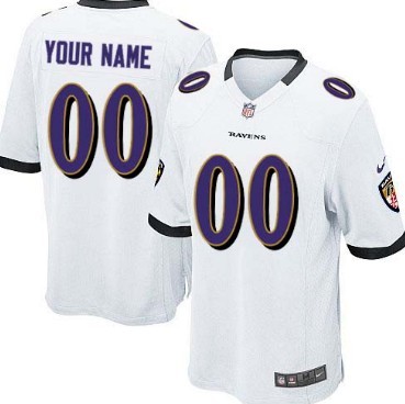 Men's Nike Baltimore Ravens Customized White Game Jersey 