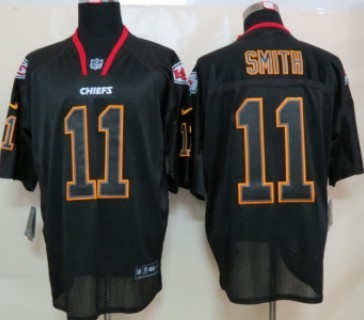 Nike Kansas City Chiefs #11 Alex Smith Lights Out Black Elite Jersey 