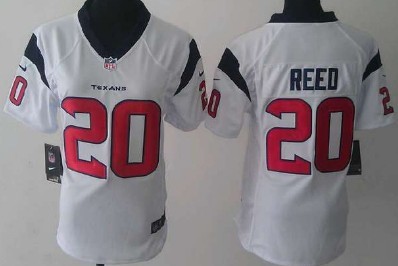 Nike Houston Texans #20 Ed Reed White Game Womens Jersey 