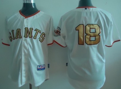 San Francisco Giants #18 Matt Cain Cream With Gold Jersey 