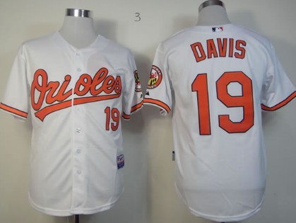 Baltimore Orioles #19 Chris Davis White Jersey 