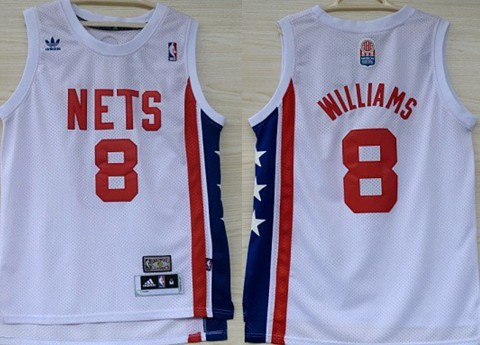 New Jersey Nets #8 Deron Williams ABA Hardwood Classic White Swingman Jersey