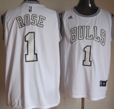 Chicago Bulls #1 Derrick Rose Revolution 30 Swingman White Big Color Jersey 