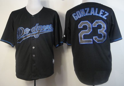 Los Angeles Dodgers #23 Adrian Gonzalez Black Fashion Jersey 