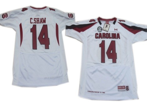 South Carolina Gamecocks #14 Connor Shaw White Jersey 