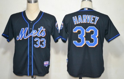 New York Mets #33 Matt Harvey Black Jersey 