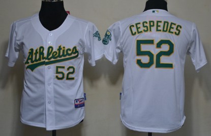 Oakland Athletics #52 Yoenis Cespedes White Kids Jersey 