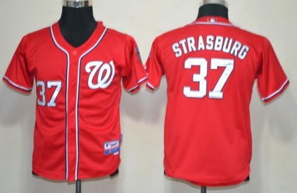 Washington Nationals #37 Stephen Strasburg Red Kids Jersey 