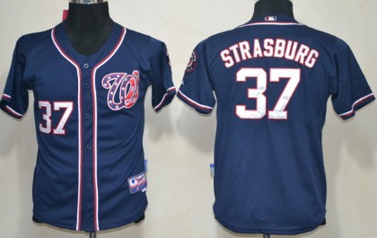 Washington Nationals #37 Stephen Strasburg Navy Blue Kids Jersey 