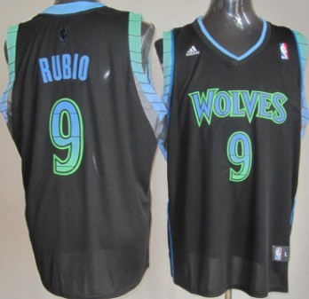 Minnesota Timberwolves #9 Ricky Rubio Vibe Black Fashion Jersey