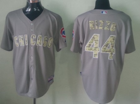 Chicago Cubs #44 Anthony Rizzo Gray With Camo Jersey 