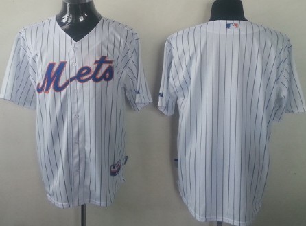 Men's New York Mets Customized White Pinstripe Jersey 