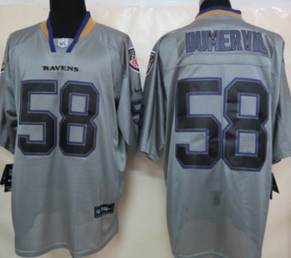 Nike Baltimore Ravens #58 Elvis Dumervil Lights Out Gray Elite Jersey 