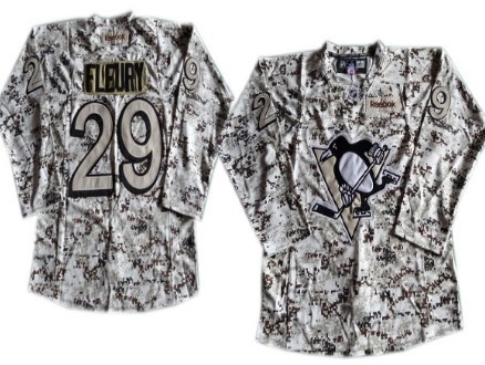 Pittsburgh Penguins #29 Marc-Andre Fleury White Camo Jersey