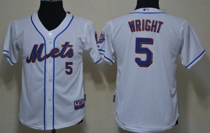 New York Mets #5 David Wright White Kids Jersey 