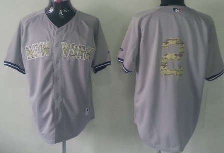 New York Yankees #2 Derek Jeter Gray With Camo Jersey