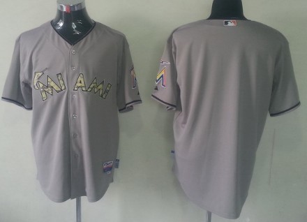 Men's Miami Marlins Customized Gray With Camo Jersey 