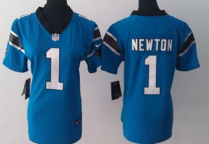 Nike Carolina Panthers #1 Cam Newton Light Blue Game Womens Jersey 