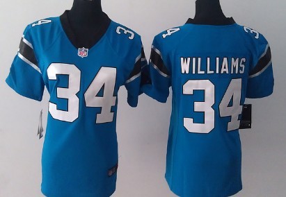 Nike Carolina Panthers #34 DeAngelo Williams Light Blue Game Womens Jersey 