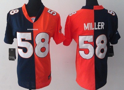 Nike Denver Broncos #58 Von Miller Blue/Orange Two Tone Womens Jersey 