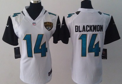 Nike Jacksonville Jaguars #14 Justin Blackmon 2013 White Game Womens Jersey