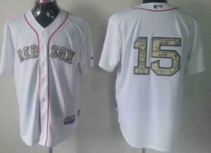 Boston Red Sox #15 Dustin Pedroia White With Camo Jersey