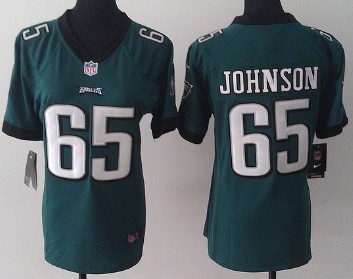 Nike Philadelphia Eagles #65 Lane Johnson Dark Green Game Womens Jersey