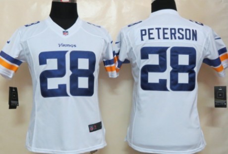 Nike Minnesota Vikings #28 Adrian Peterson 2013 White Limited Womens Jersey