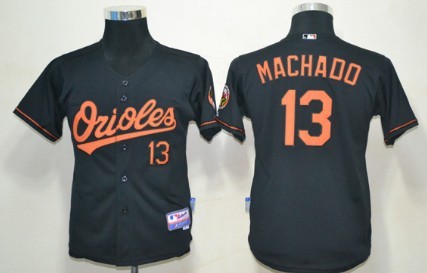 Baltimore Orioles #13 Manny Machado Black Kids Jersey