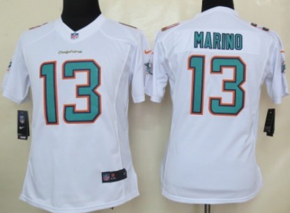 Nike Miami Dolphins #13 Dan Marino 2013 White Limited Womens Jersey