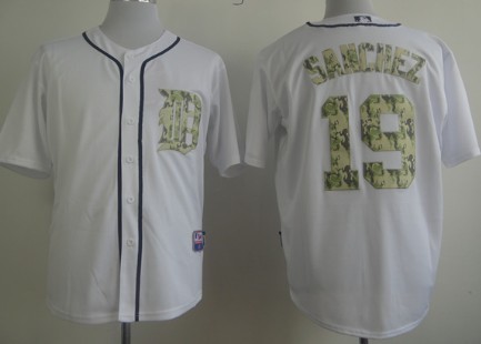 Detroit Tigers #19 Anibal Sanchez White With Camo Jersey