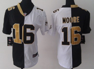 Nike New Orleans Saints #16 Lance Moore Black/White Two Tone Womens Jersey