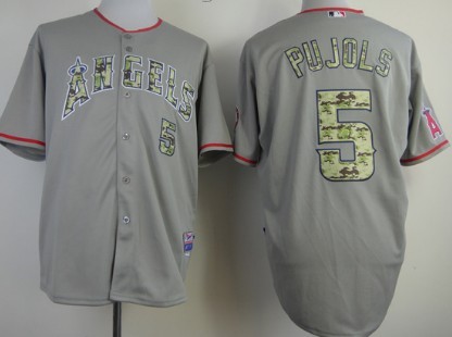 LA Angels of Anaheim #5 Albert Pujols Gray With Camo Jersey