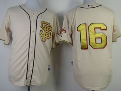 San Francisco Giants #16 Angel Pagan Cream With Gold SF Edition Jersey 