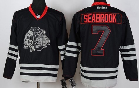 Chicago Blackhawks #7 Brent Seabrook Black Ice Skulls Jersey