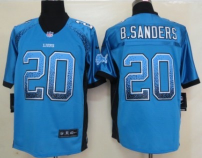 Nike Detroit Lions #20 Barry Sanders Drift Fashion Blue Elite Jersey