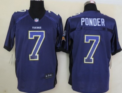 Nike Minnesota Vikings #7 Christian Ponder Drift Fashion Purple Elite Jersey