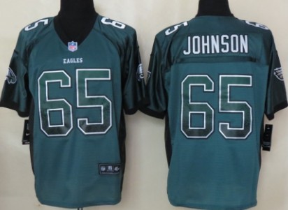 Nike Philadelphia Eagles #65 Lane Johnson Drift Fashion Green Elite Jersey