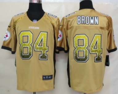 Nike Pittsburgh Steelers #84 Antonio Brown Drift Fashion Yellow Elite Jersey