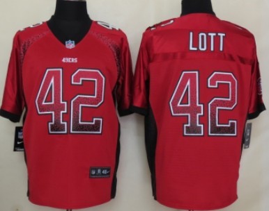 Nike San Francisco 49ers #42 Ronnie Lott Drift Fashion Red Elite Jersey