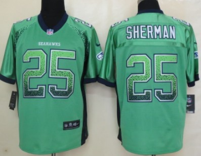 Nike Seattle Seahawks #25 Richard Sherman Drift Fashion Green Elite Jersey