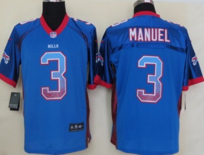 Nike Buffalo Bills #3 EJ Manuel Drift Fashion Blue Elite Jersey