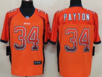 Nike Chicago Bears #34 Walter Payton Drift Fashion Orange Elite Jersey