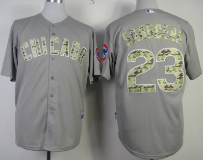 Chicago Cubs #23 Ryne Sandberg Gray With Camo Jersey 