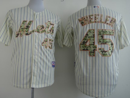 New York Mets #45 Zack Wheeler Cream With Camo Jersey