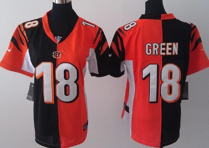 Nike Cincinnati Bengals #18 A.J. Green Black/Orange Two Tone Womens Jersey