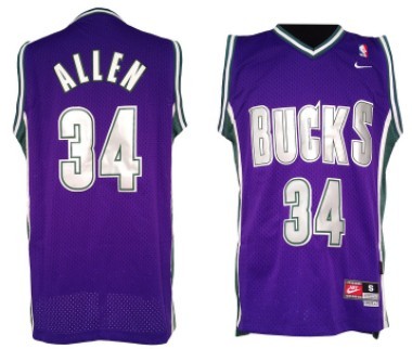 Milwaukee Bucks #34 Ray Allen Purple Swingman Throwback Jersey 