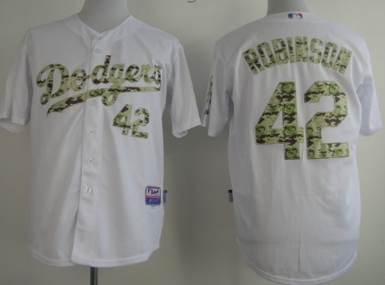 Los Angeles Dodgers #42 Jackie Robinson White With Camo Jersey 