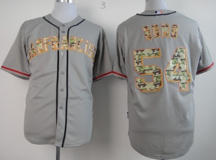 San Francisco Giants #54 Sergio Romo Gray With Camo Jersey 